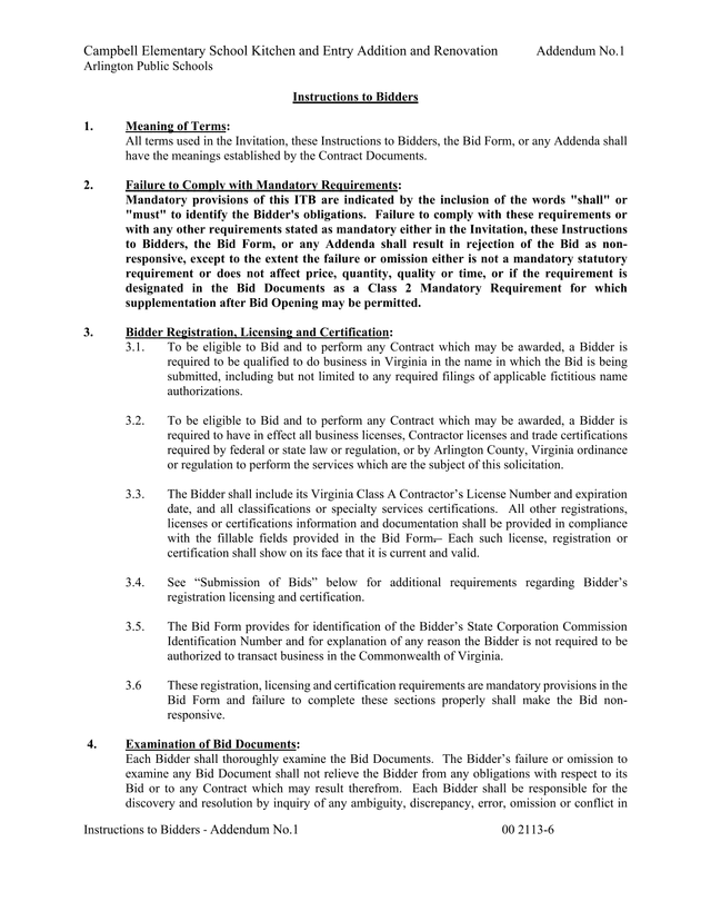 Instructions To Bidders   Addendum No.1 screenshot