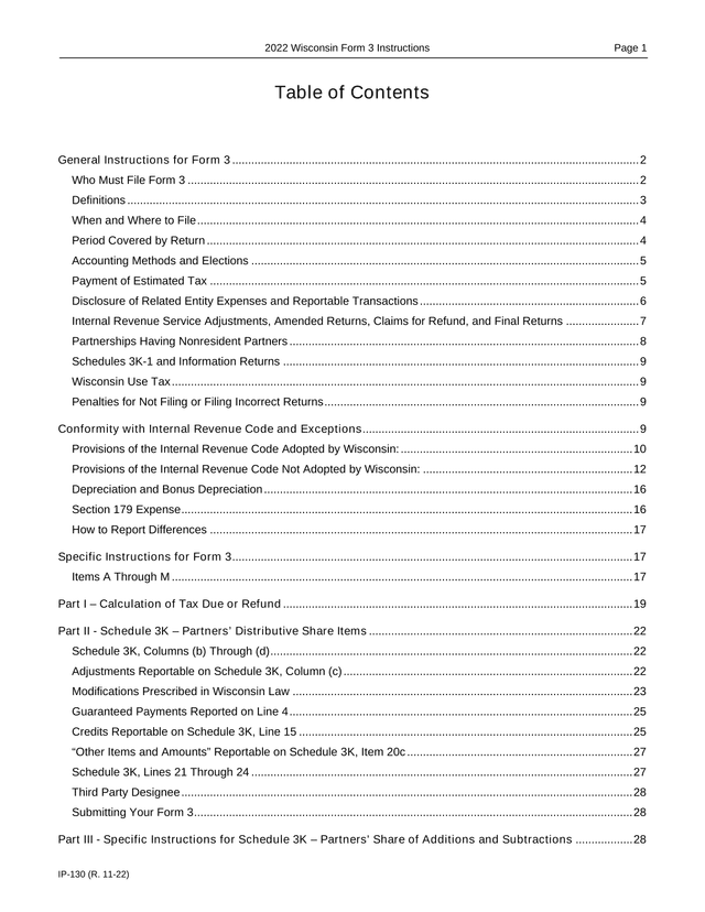 2022 Wisconsin Form 3 Instructions screenshot
