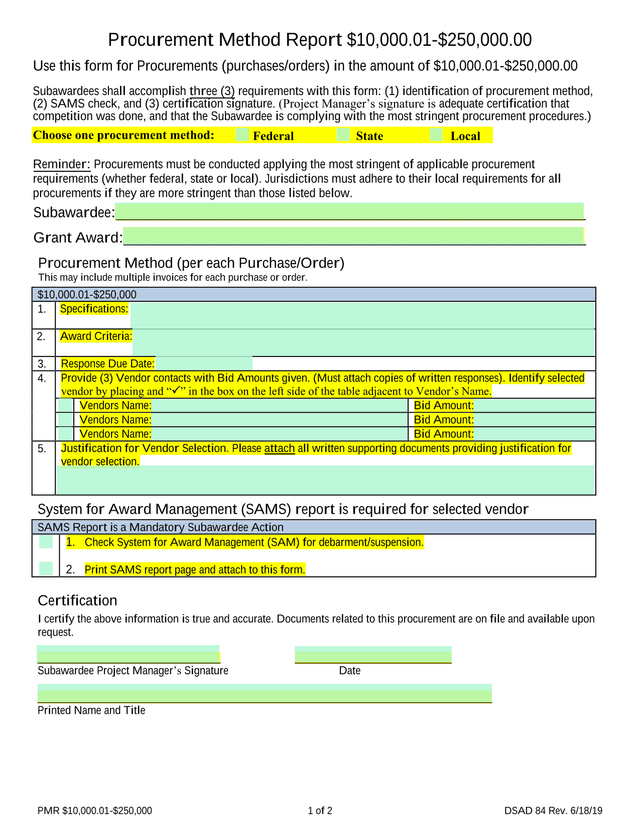 Procurement Method Report 10,000.01 250,000.00 screenshot