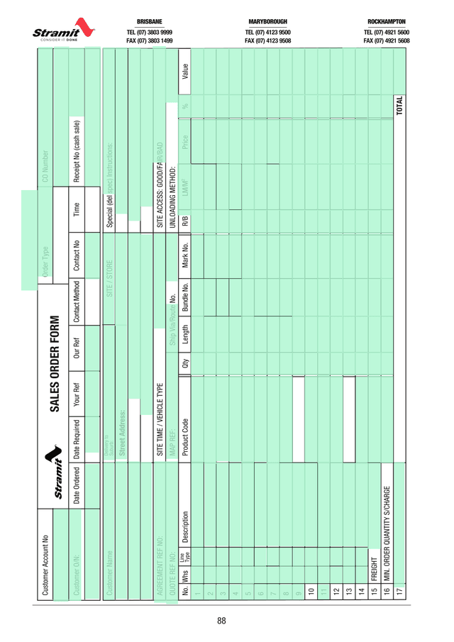 SALES ORDER FORM screenshot
