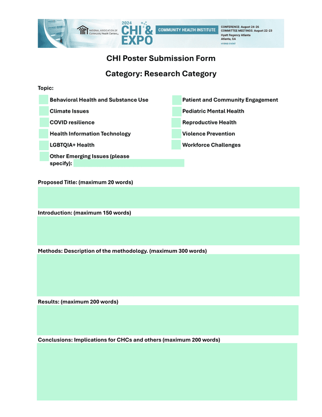 CHI Poster Submission Form screenshot