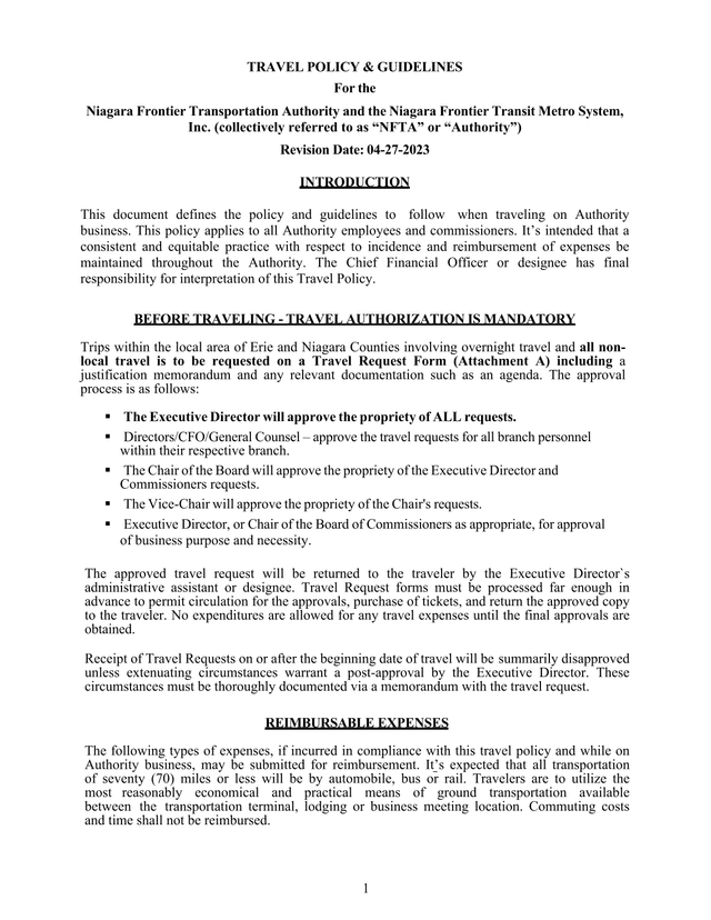 Travel Policy  Guidelines screenshot