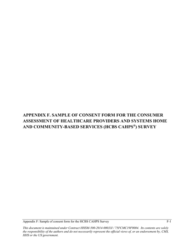 Sample Of Consent Form For The HCBS CAHPS Survey screenshot