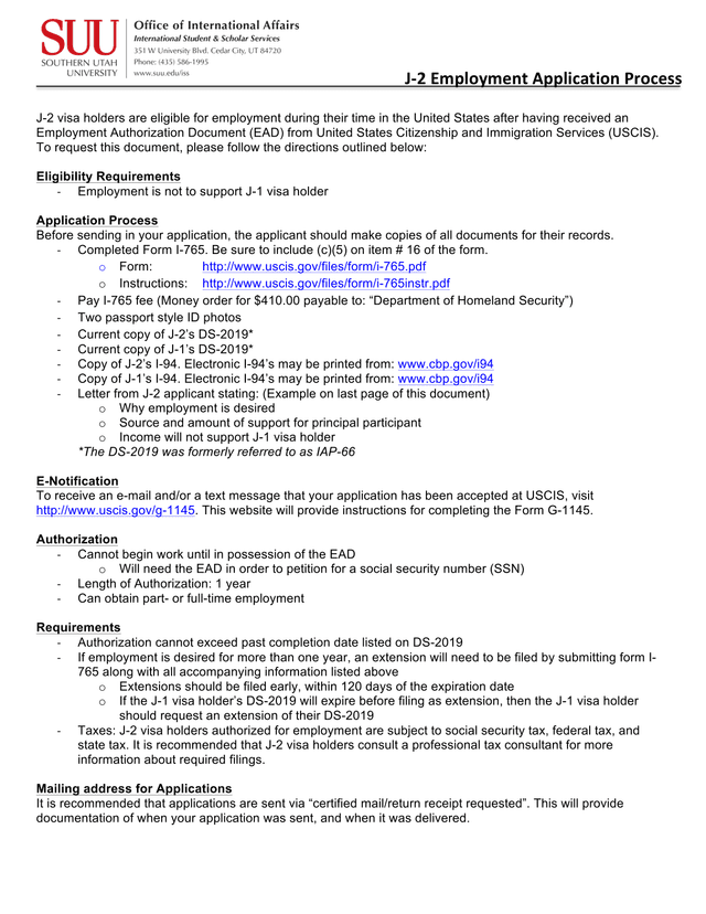 J 2 Employment Application Process screenshot