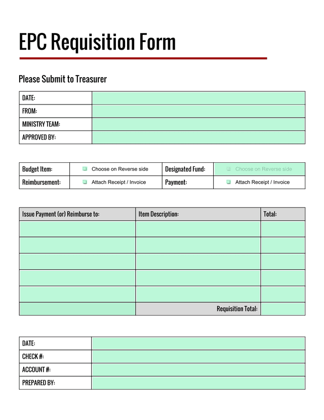 EPC Requisition Form screenshot