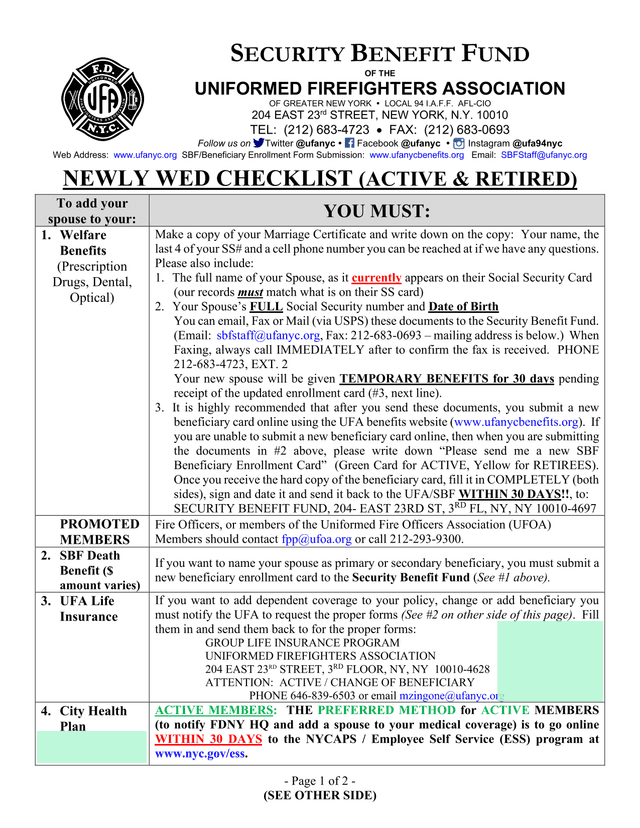 Newly Wed Checklist (Active  Retired) screenshot