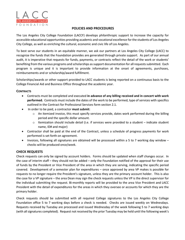 POLICIES AND PROCEDURES screenshot