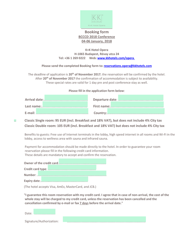 Booking Form BCCCD 2018 Conference screenshot