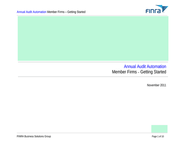 Annual Audit Automation Member Firms  Getting Started screenshot