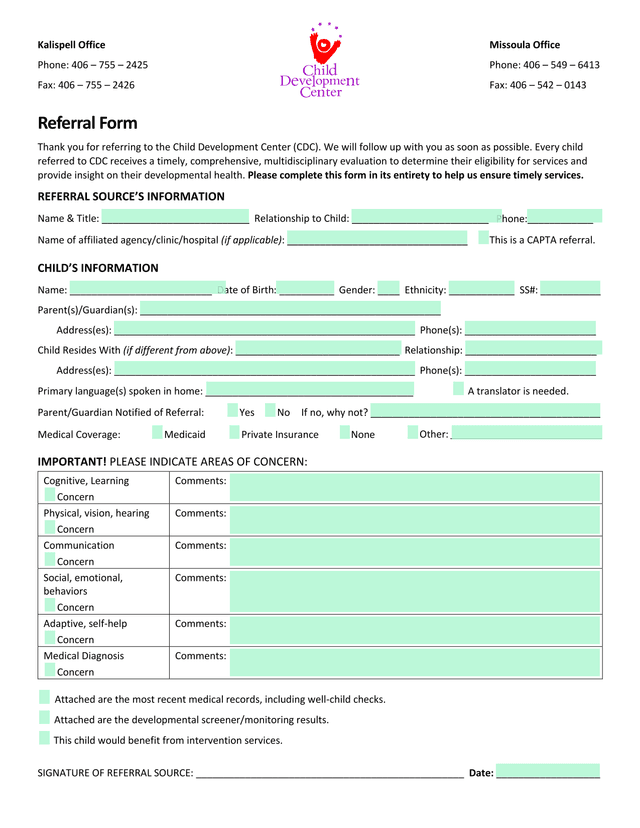 Referral Form screenshot