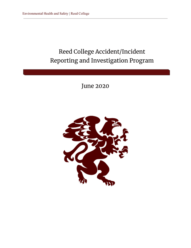 Reed College AccidentIncident Reporting And Investigation Program screenshot