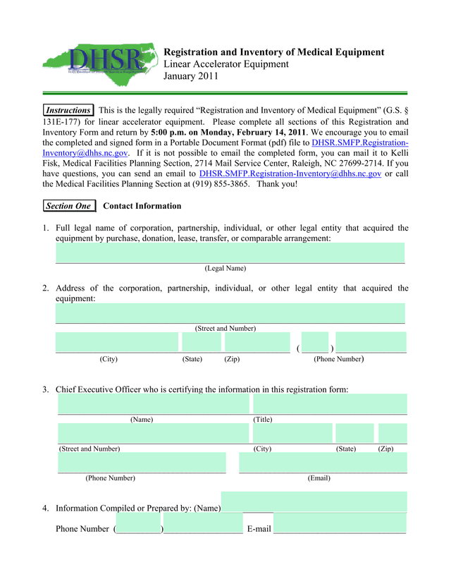 Registration And Inventory Of Medical Equipment Linear Accelerator Equipment screenshot