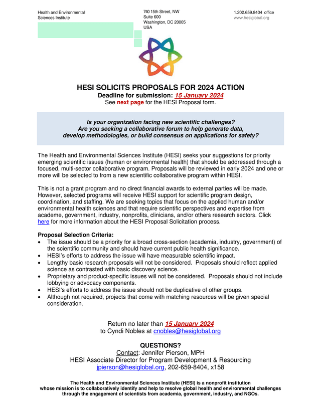 HESI Proposal Solicitation 2024 screenshot