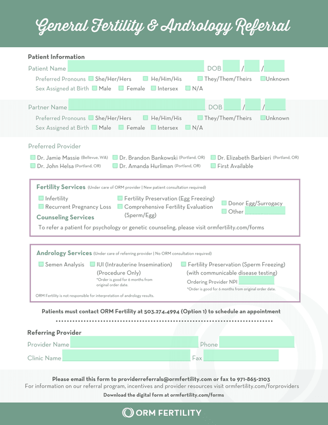 General Fertility  Andrology Referral screenshot