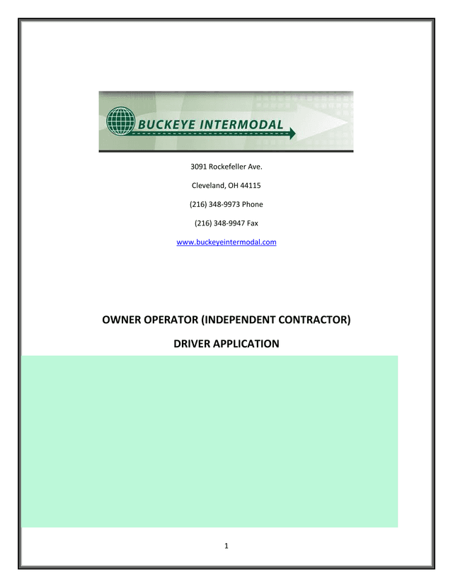 Owner Operator (Independent Contractor) Driver Application screenshot