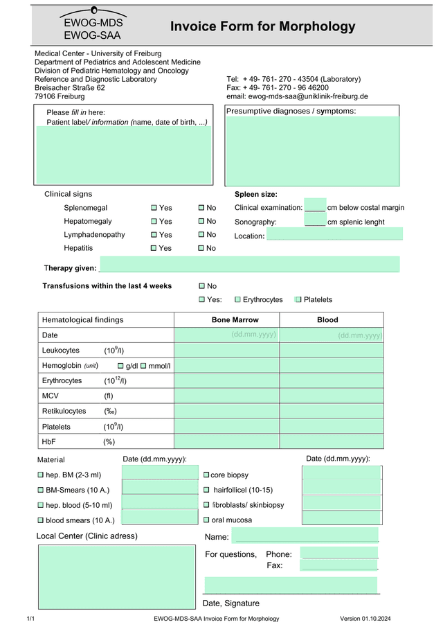 Invoice Form For Morphology screenshot