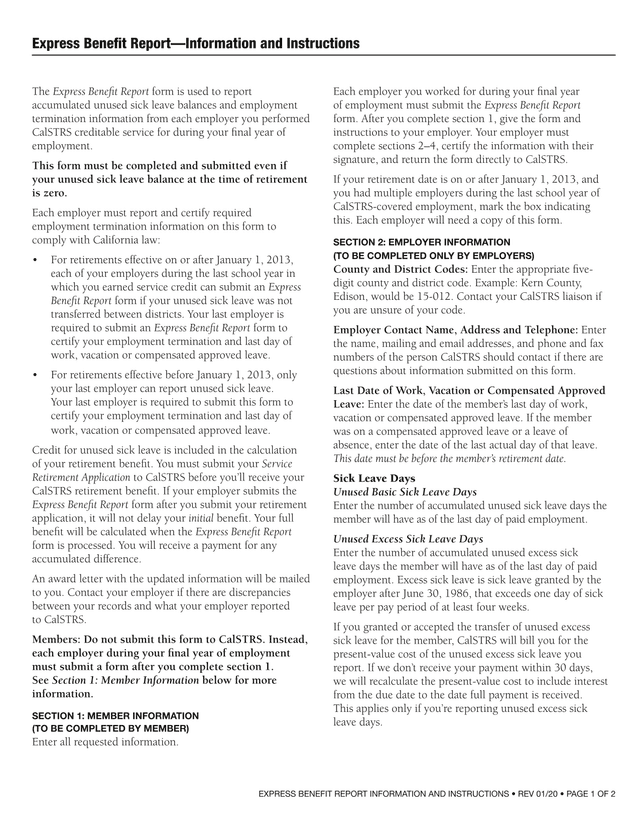 Express Benefit Report screenshot