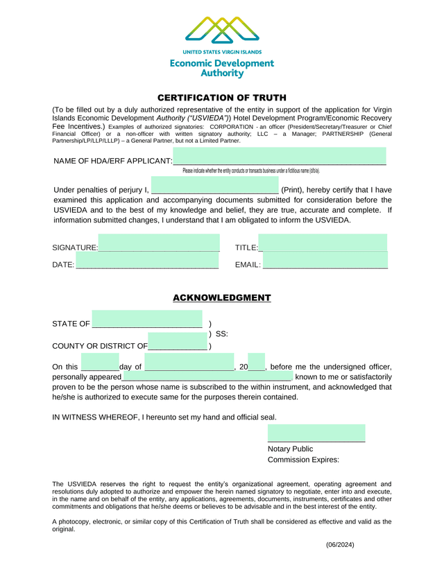 Certification Of Truth screenshot