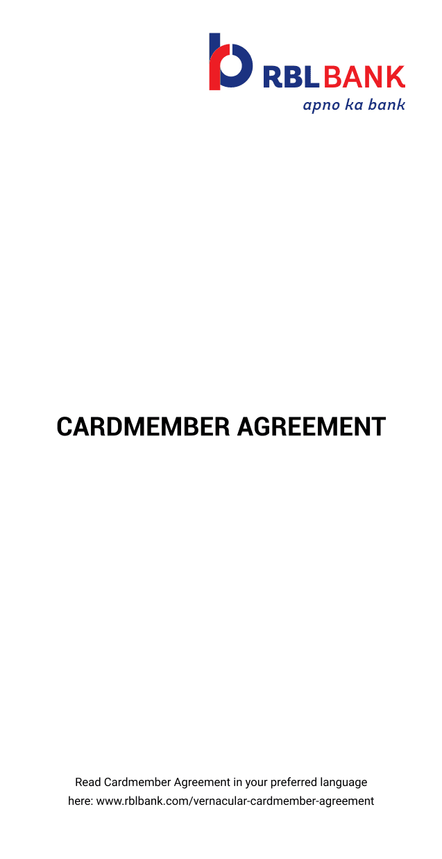 CARDMEMBER AGREEMENT screenshot