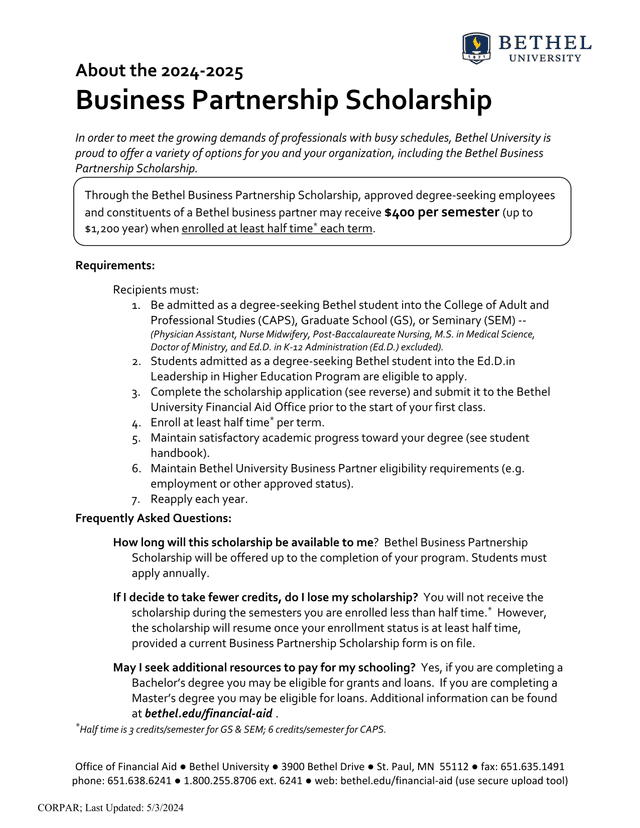 Business Partnership Scholarship screenshot