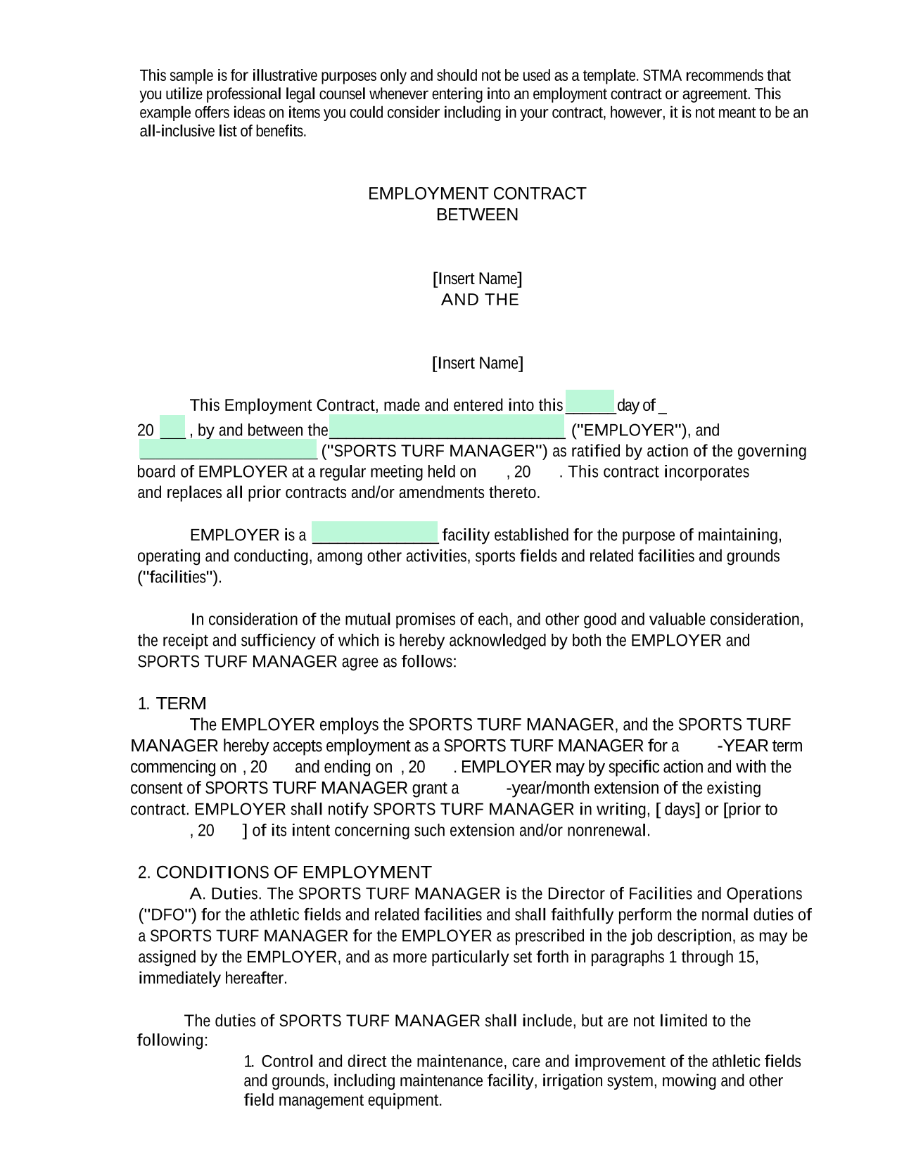 Employment Contract screenshot