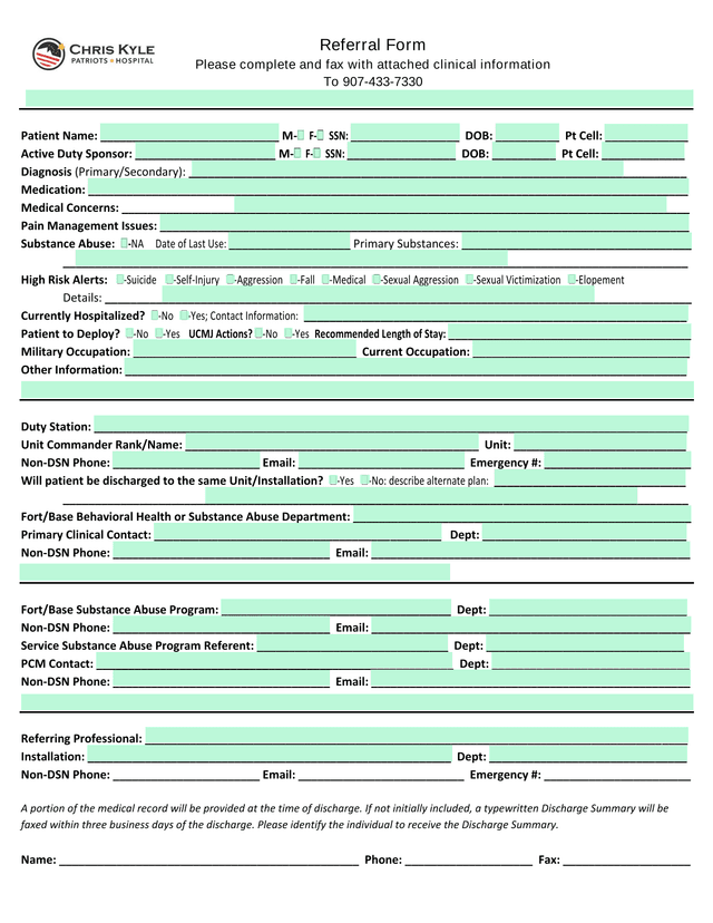 Military Medical Intake And Deployment Assessment Form screenshot