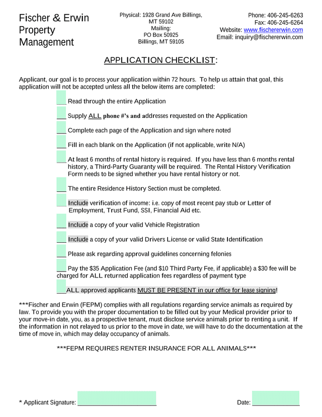 Rental Application screenshot