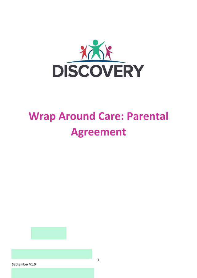 Wrap Around Care Parental Agreement screenshot