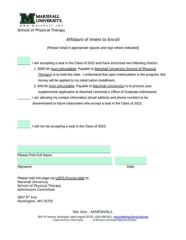 Affidavit Of Intent To Enroll screenshot