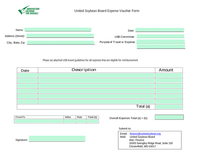 United Soybean Board Expense Voucher Form screenshot