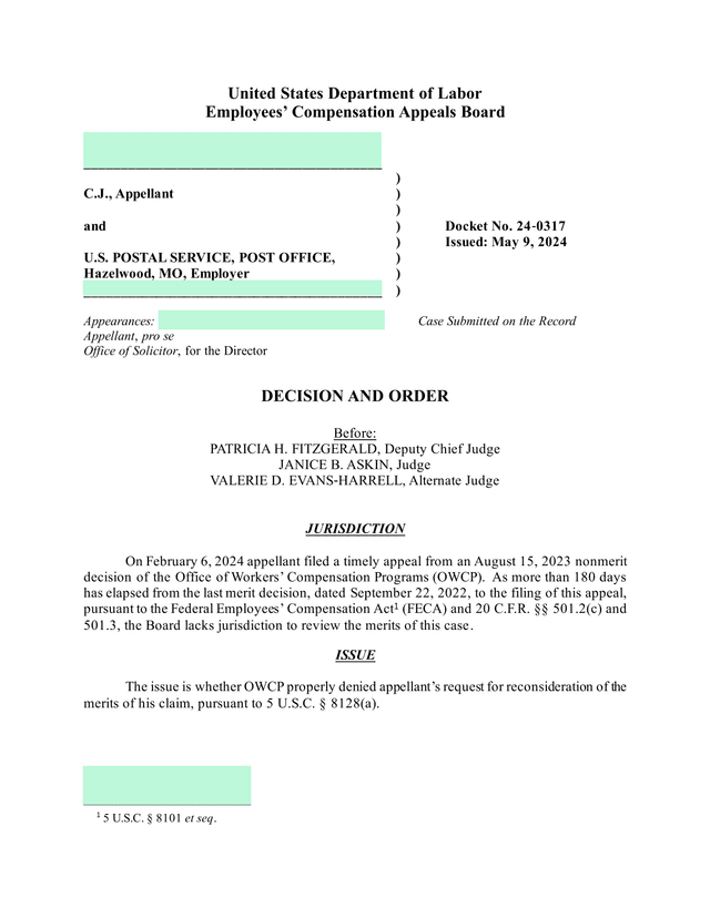 Employees Compensation Appeals Board Decision And Order screenshot