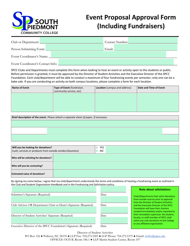 Event And Fundraising Request Form screenshot