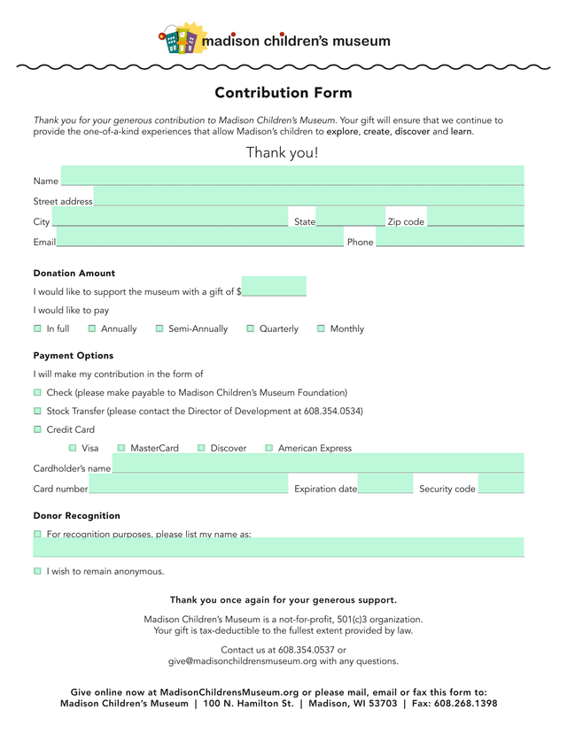 Contribution Form screenshot