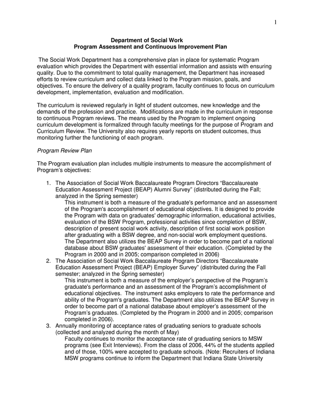 Program Assessment And Continuous Improvement Plan screenshot