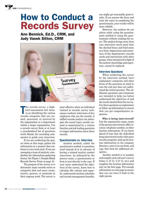 Records Survey Guide screenshot