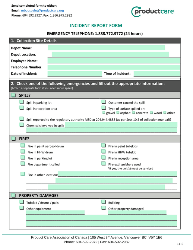 Incident Report Form screenshot