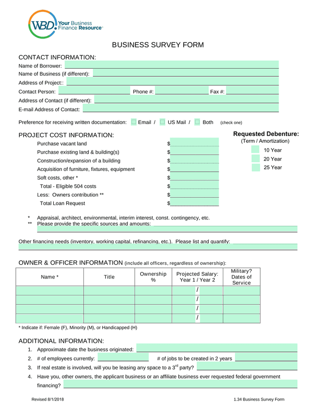 Business Survey Form screenshot