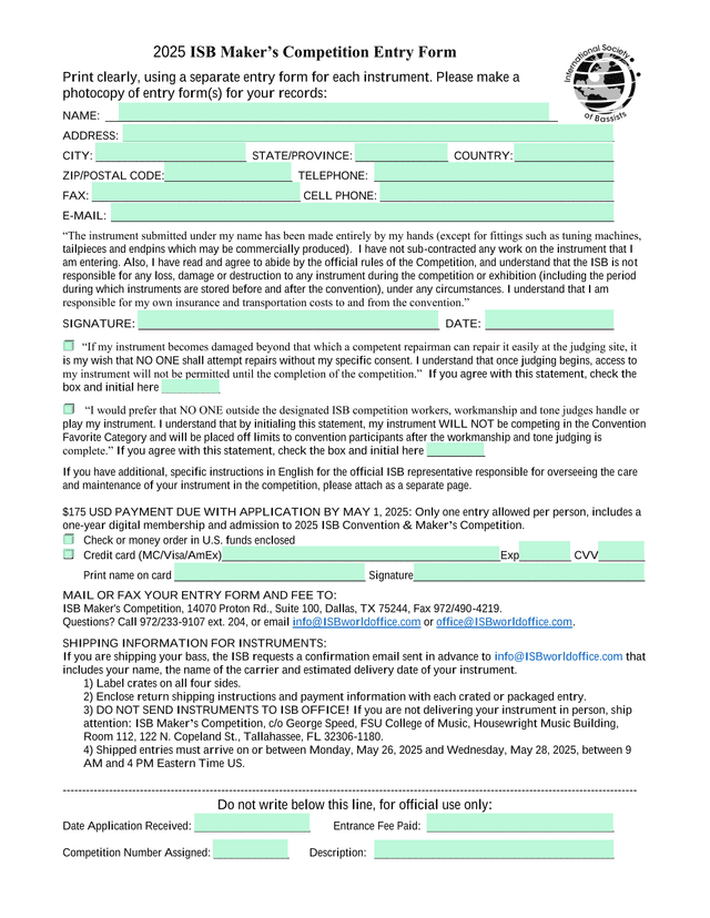 2025 ISB MakerS Competition Entry Form screenshot