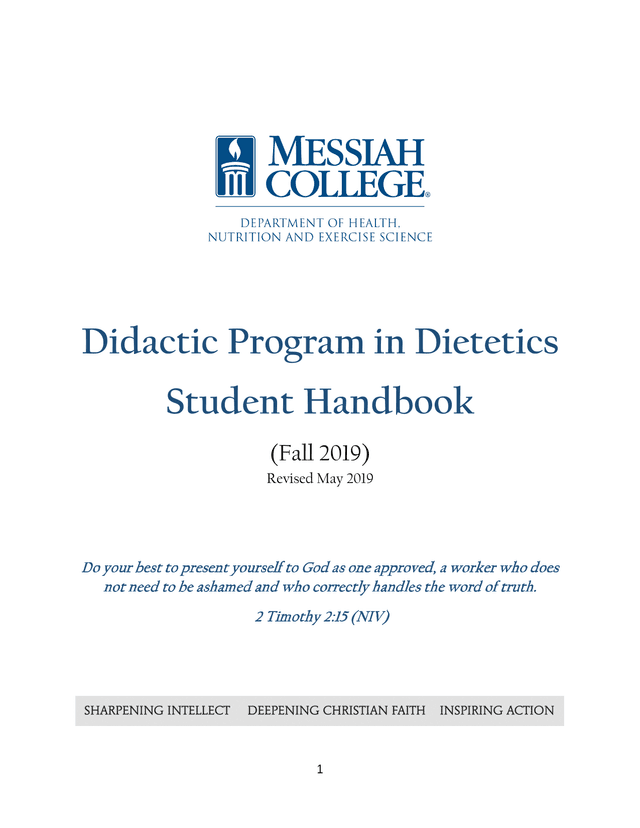 Didactic Program In Dietetics Student Handbook screenshot