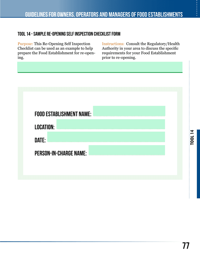 Tool 14   Sample Re Opening Self Inspection Checklist Form screenshot
