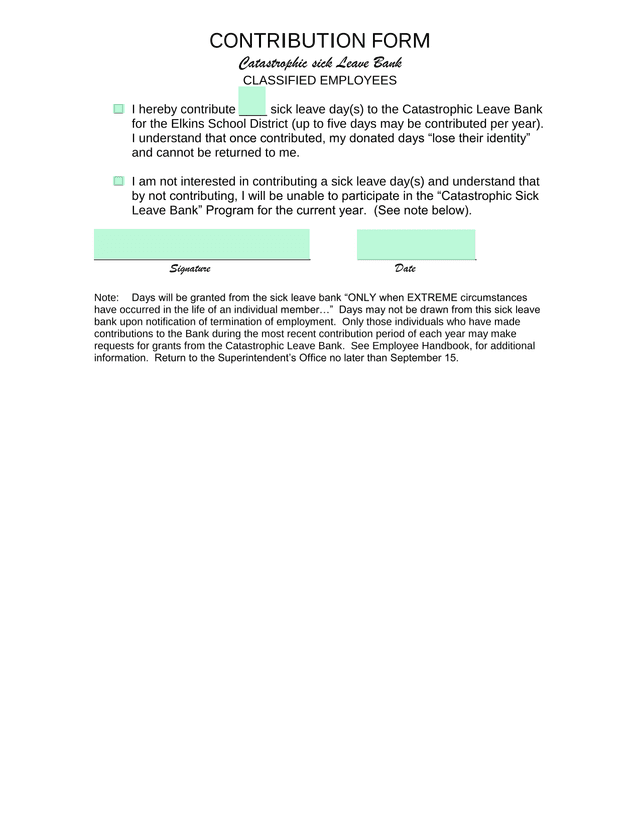 Contribution Form   Catastrophic Sick Leave Bank screenshot