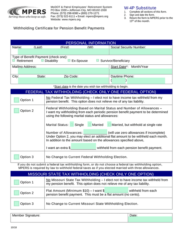Withholding Certificate For Pension Benefit Payments screenshot