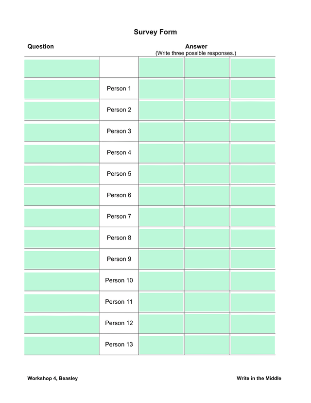 Write In The Middle Survey Form screenshot