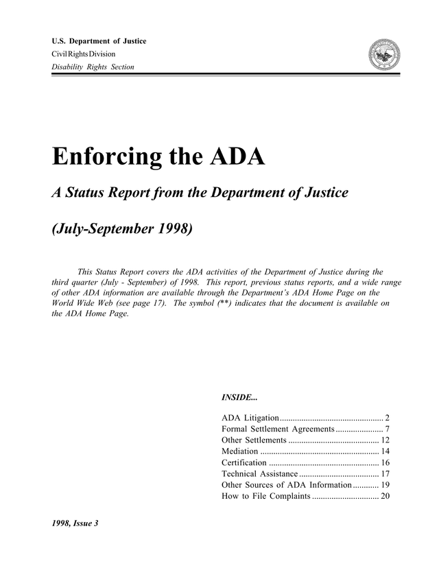Enforcing The ADA A Status Report From The Department Of Justice screenshot