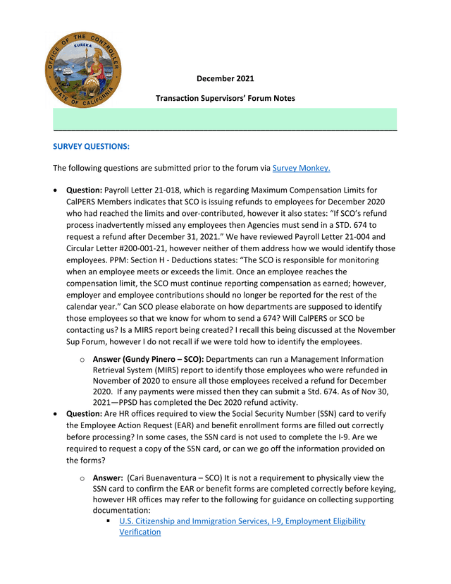 Transaction Supervisors Forum Notes screenshot