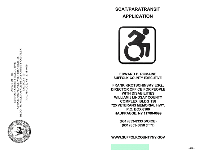 SCAT Paratransit Application Form screenshot