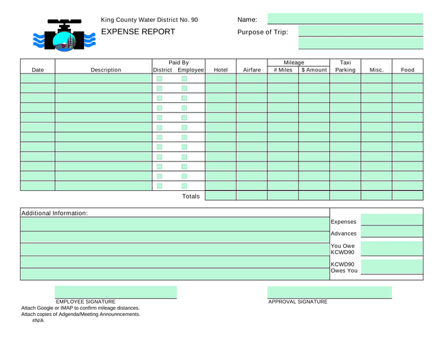EXPENSE REPORT screenshot