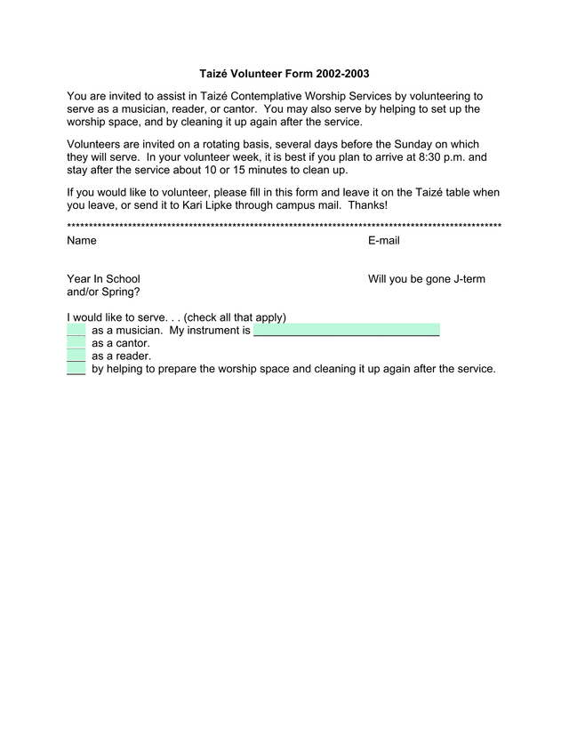 Taiz Volunteer Form 2002 2003 screenshot
