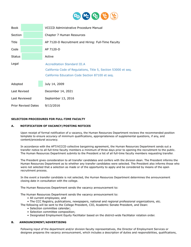 AP 7120 D Recruitment And Hiring Full Time Faculty screenshot