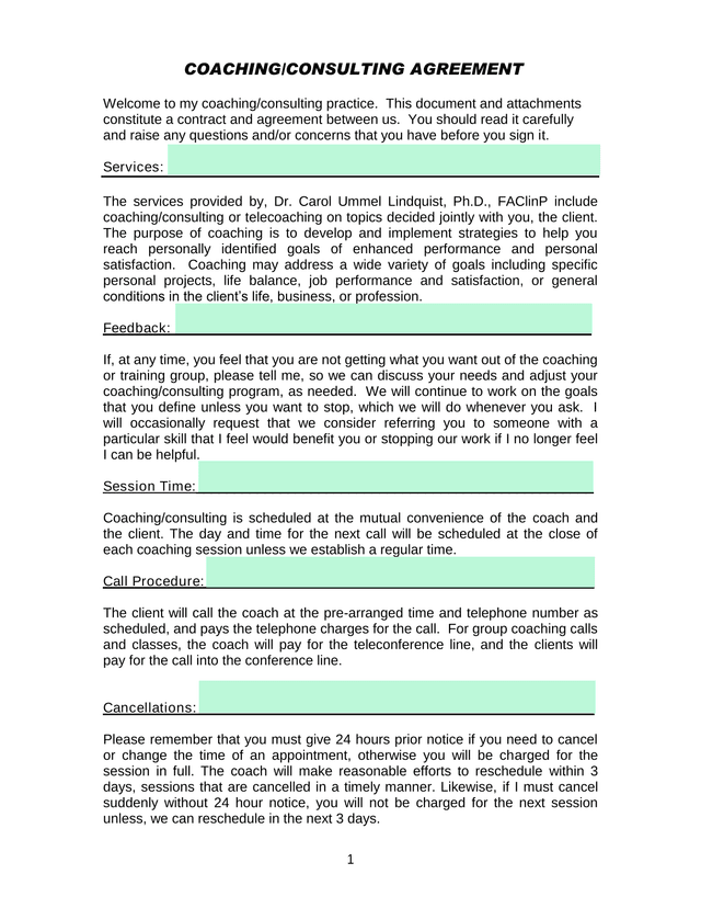 COACHINGCONSULTING AGREEMENT screenshot